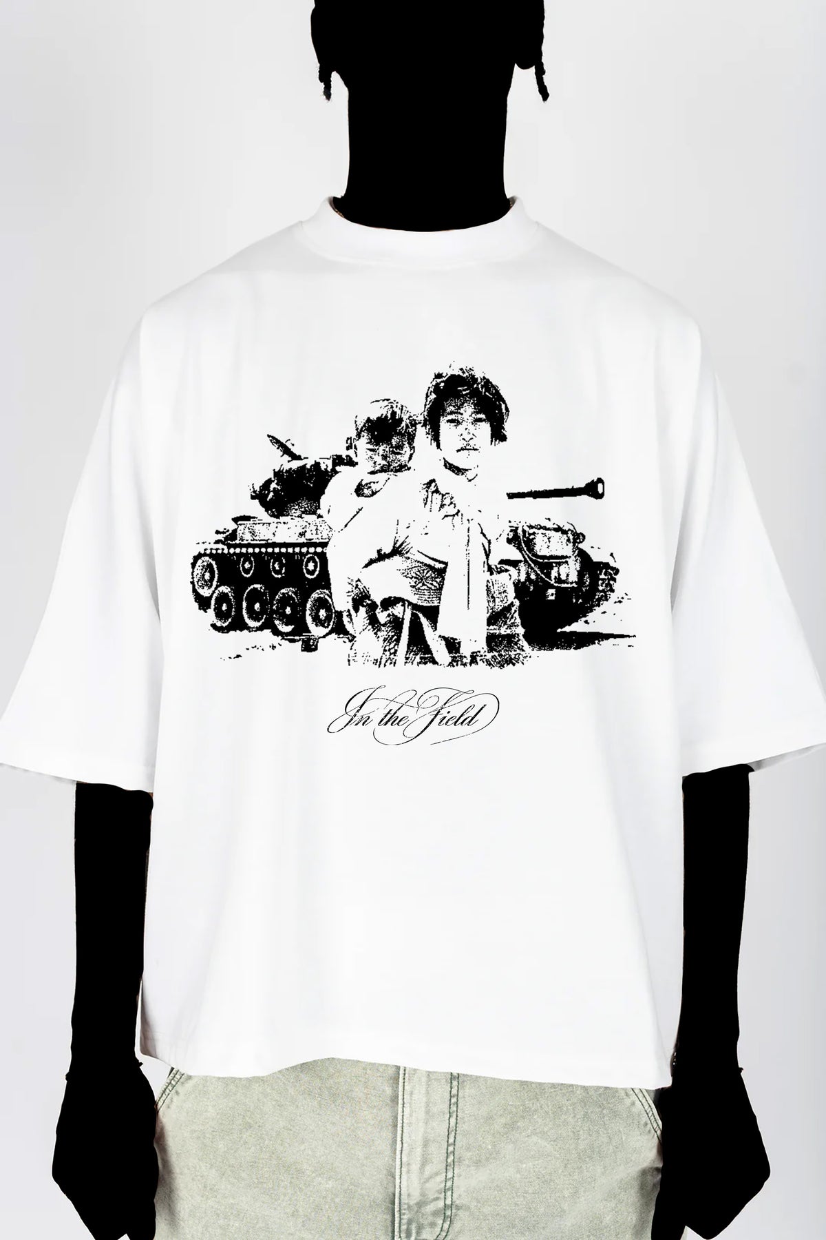 “by any means” oversized tee